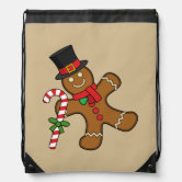 Happy Gingerbread Man Drawstring Bag | Zazzle