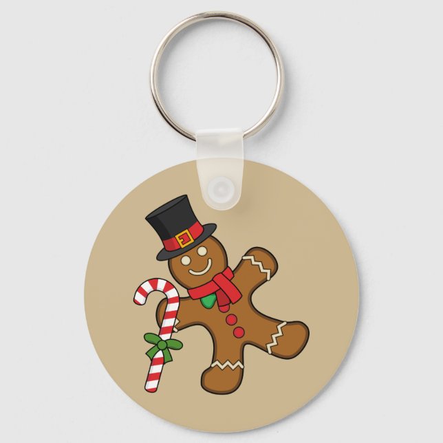 Dancing Gingerbread Man Keychain (Front)