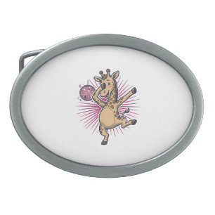 Dancing Giraffe Disco Ball Vintage Engraving Shirt Belt Buckle