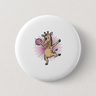 Dancing Giraffe Disco Ball Vintage Engraving Shirt Button