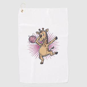 Dancing Giraffe Disco Ball Vintage Engraving Shirt Golf Towel