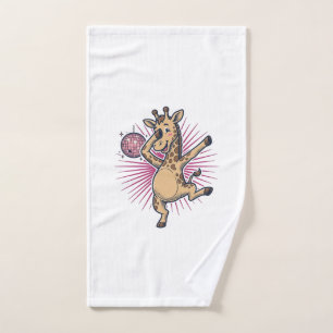 Dancing Giraffe Disco Ball Vintage Engraving Shirt Hand Towel