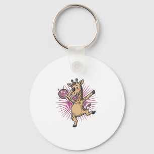 Dancing Giraffe Disco Ball Vintage Engraving Shirt Keychain