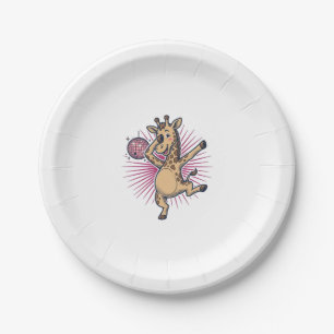 Dancing Giraffe Disco Ball Vintage Engraving Shirt Paper Plates
