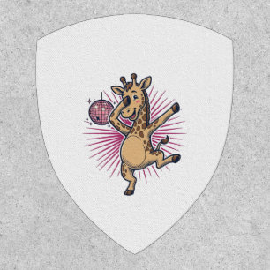 Dancing Giraffe Disco Ball Vintage Engraving Shirt Patch