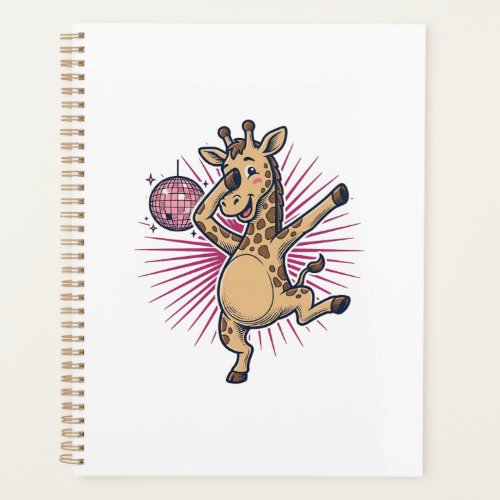 Dancing Giraffe Disco Ball Vintage Engraving Shirt Planner
