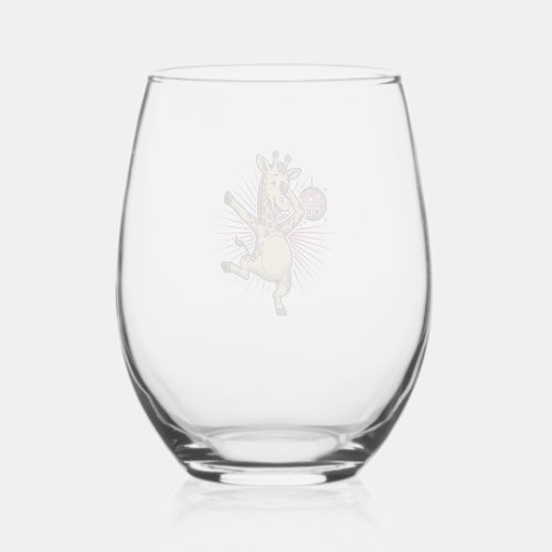 Dancing Giraffe Disco Ball Vintage Engraving Shirt Stemless Wine Glass