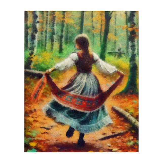 dancing girl at forest acrylic print (Front)