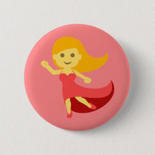 Dancing Girl Emoji Pinback Button
