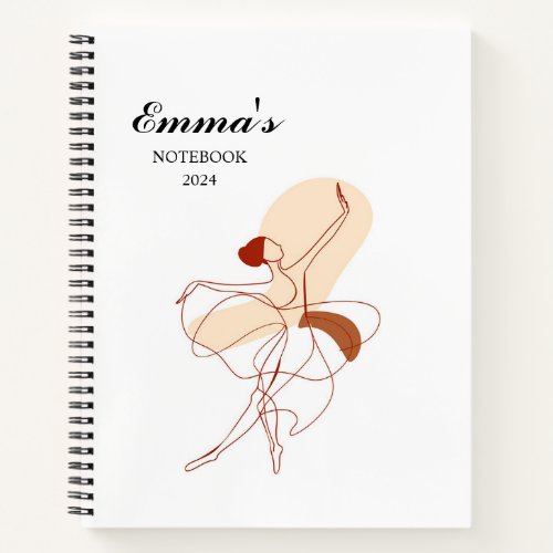 Dancing girl minimalist one line drawing girly notebook