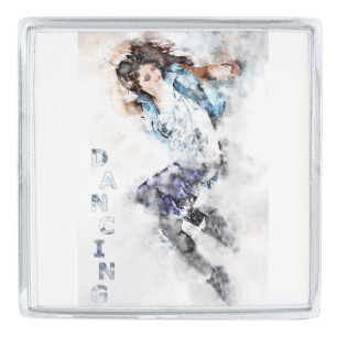 Dancing girl  silver finish lapel pin