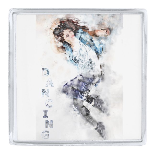 Dancing girl  silver finish lapel pin (Front)