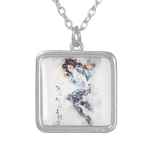Dancing girl   silver plated necklace
