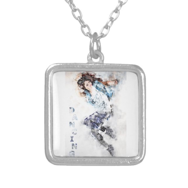 Dancing girl   silver plated necklace (Front)