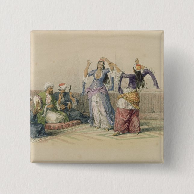 Dancing Girls at Cairo, from 'Egypt and Nubia' Button (Front)