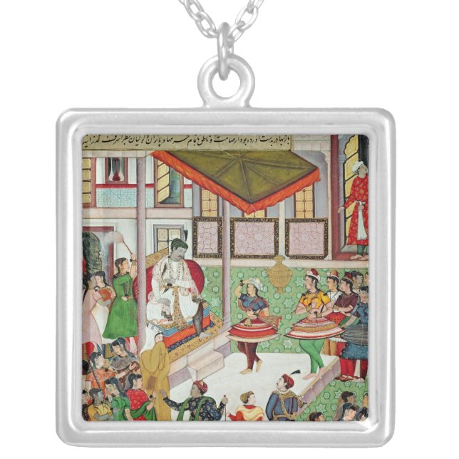 Dancing girls taken Baz Bahadur's palace at Malwa Silver Plated Necklace (Front)