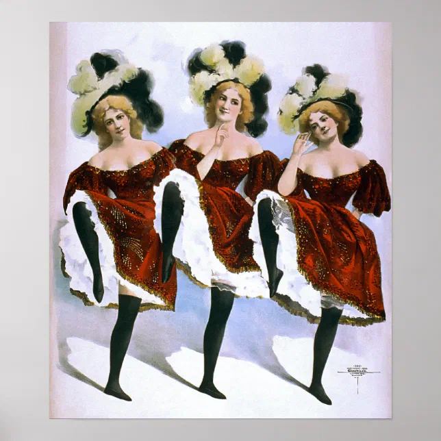 DANCING GIRLS VAUDEVILLE 1899 POSTER | Zazzle
