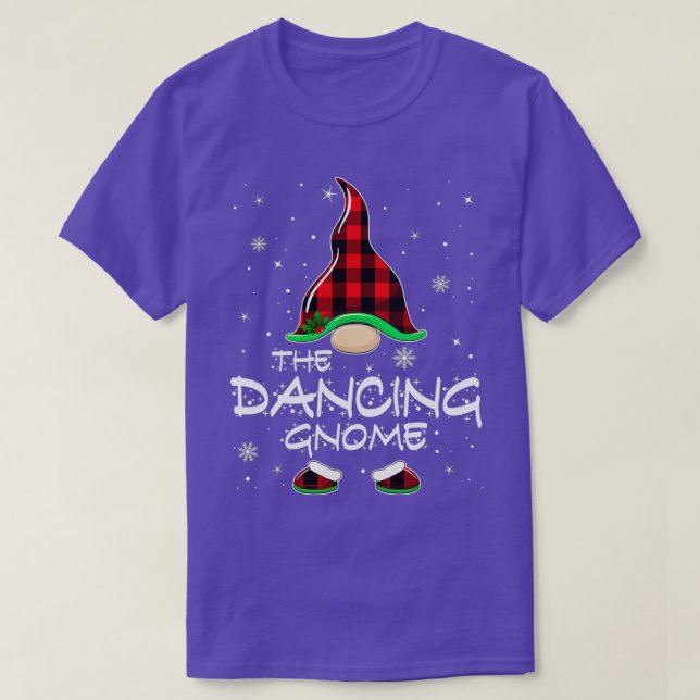 Dancing Gnome Buffalo Plaid Matching Family Christ T-Shirt (Design Front)