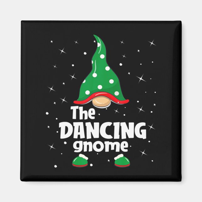 Dancing Gnome Family Matching Christmas Funny Paja Magnet (Front)