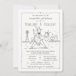 Dancing Goats Country Wedding Invitation