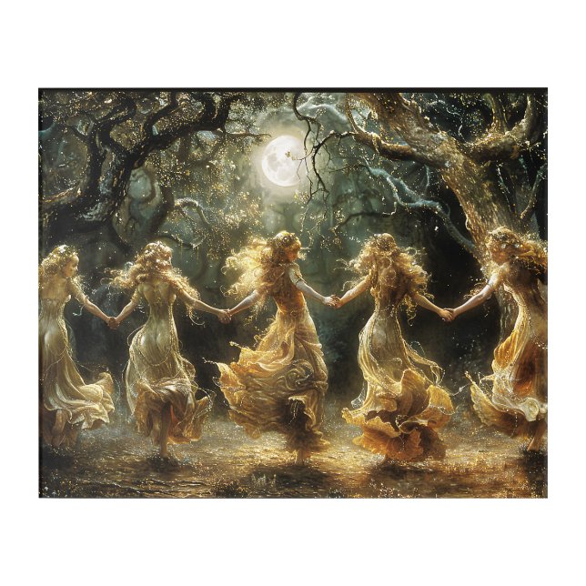 Dancing Goddess in Fantasy Forest Acrylic Art (Front)