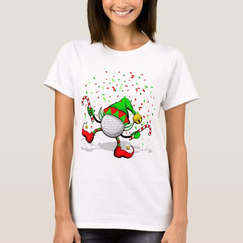 Dancing Golf Christmas Elf T_Shirt
