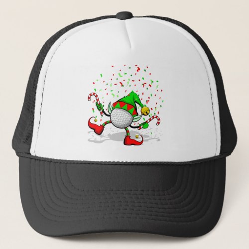 Dancing Golf Christmas Elf Trucker Hat
