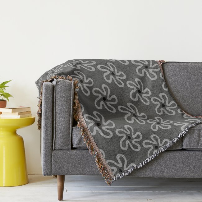 Dancing Gray Floral Abstract Pattern Throw Blanket