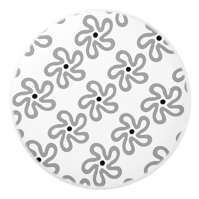 Dancing Gray Floral Pattern Ceramic Knob