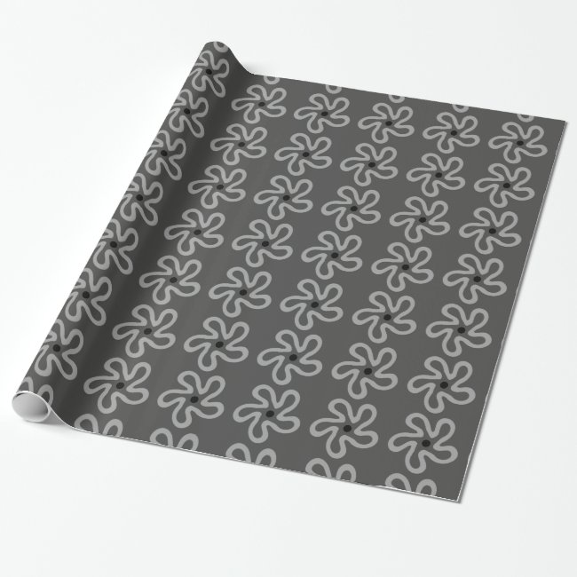Dancing Gray Flower Abstract Wrapping Paper
