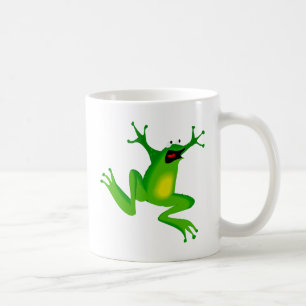 dancing green frog coffee mug