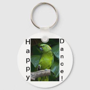 Dancing Green Parrot Keychain