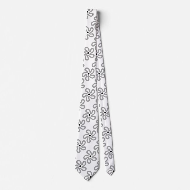 Dancing Grey Floral Abstract Pattern Tie