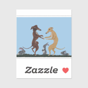 Dancing Greyhounds & Bunny Friends Invitation Sticker