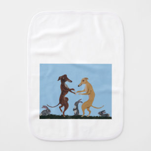 Dancing Greyhounds with Bunny friends Baby Bib