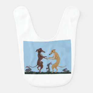Dancing Greyhounds with Bunny friends Baby Bib