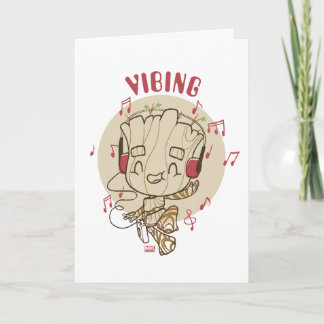 Dancing Groot Vibing With Headphones Card
