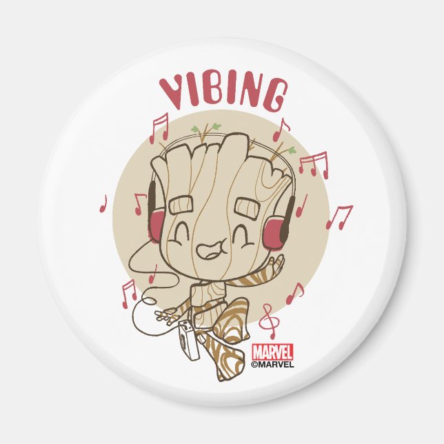 Dancing Groot Vibing With Headphones Magnet (Front)