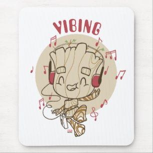 Dancing Groot Vibing With Headphones Mouse Pad