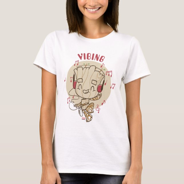 Dancing Groot Vibing With Headphones T-Shirt (Front)