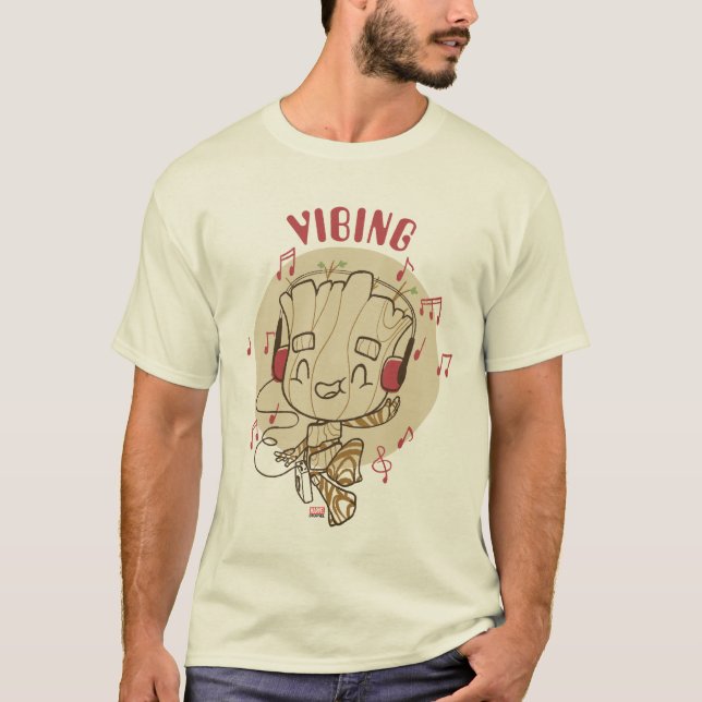 Dancing Groot Vibing With Headphones T-Shirt (Front)