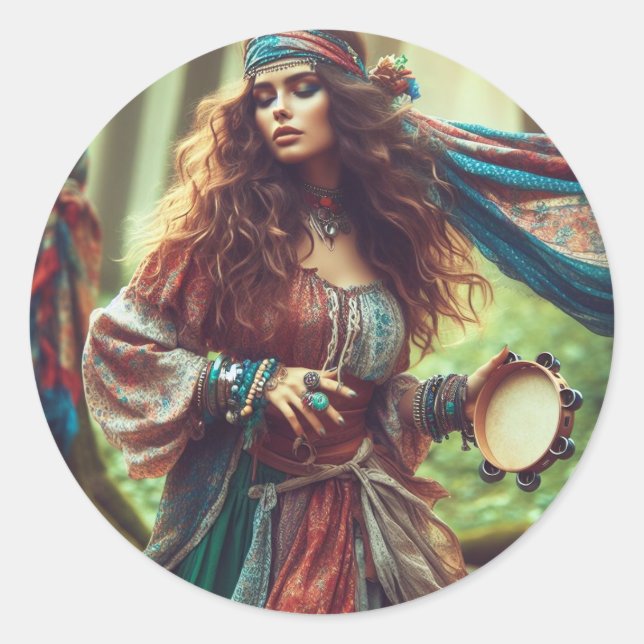 DANCING GYPSI  CLASSIC ROUND STICKER (Front)