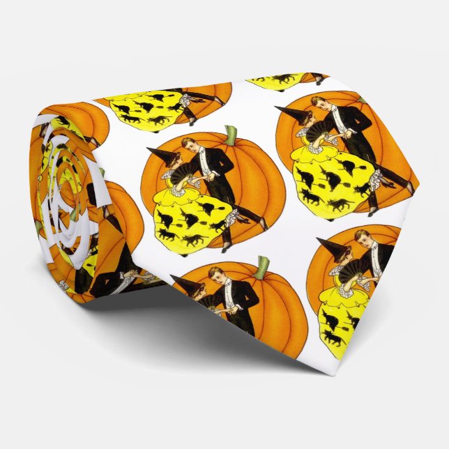 Dancing Halloween Couple Neck Tie (Rolled)