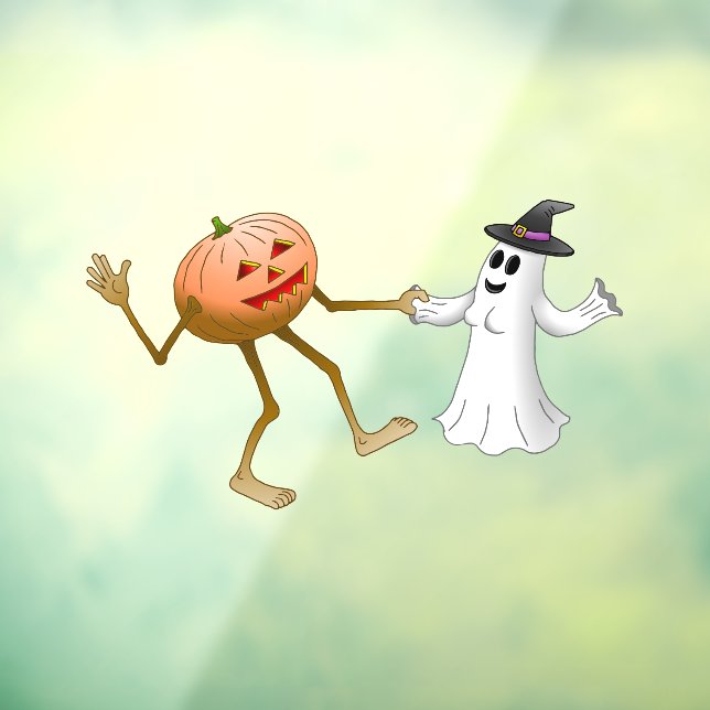 Dancing Halloween Pumpkin and Ghost Window Cling (Sheet 3)
