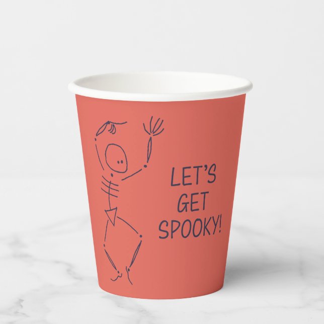 Dancing Halloween Skeleton - orange Paper Cups (Front)