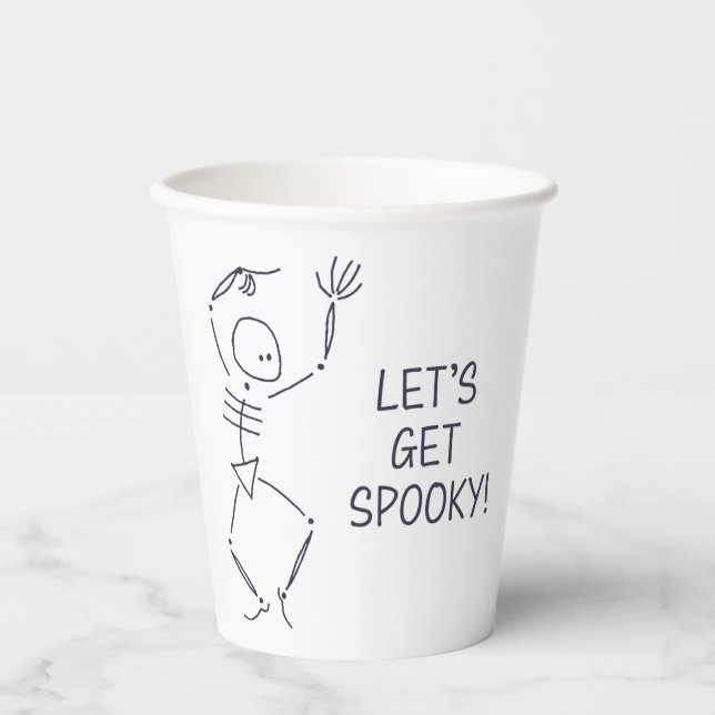 Dancing Halloween Skeleton - white Paper Cups (Front)