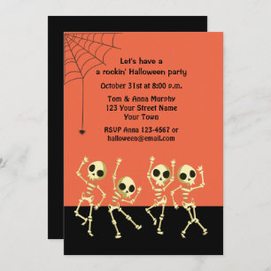 Dancing Halloween Skeletons Invitation