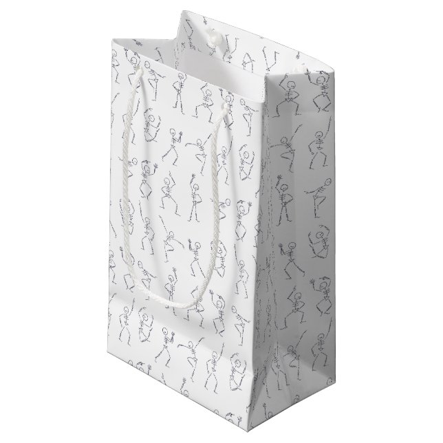 Dancing Halloween skeletons - white Small Gift Bag (Front Angled)