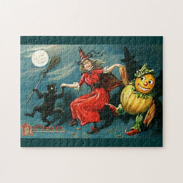 Dancing Halloween Witch Jigsaw Puzzle (Horizontal)