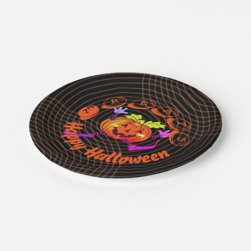 Dancing Happy Pumpkin Halloween  Paper Plates